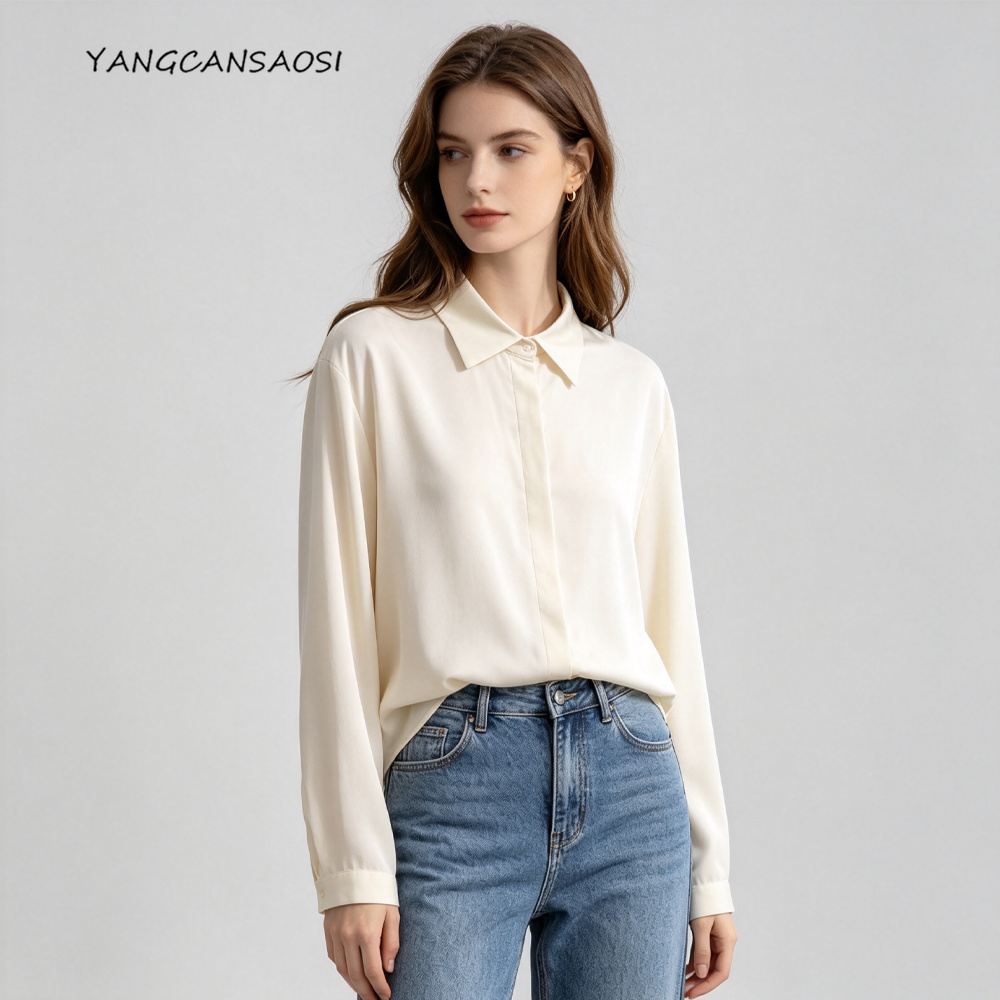 Silk Blouse - قميص نسائي طويل الأكمام مناسب للمقاسات