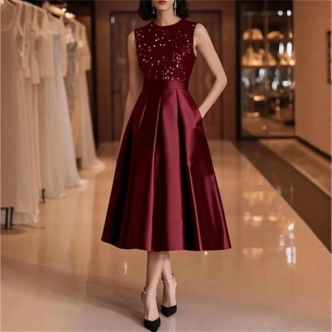 فستان ميدي نسائي من الساتان با - مراجعة Midi Dress وسعره
