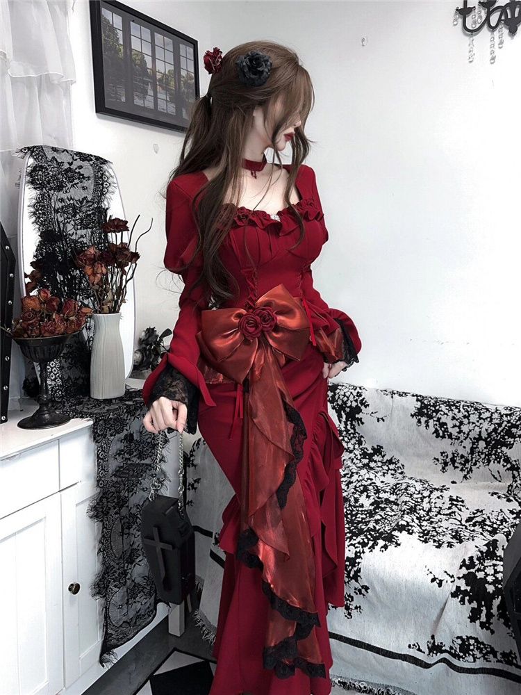 فستان ربيعي أحمر عتيق للنساء م - مراجعة Women'S Red Formal Wear وسعره