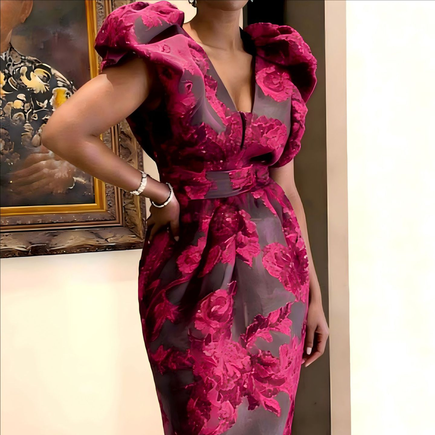 فستان كوكتيل QMANSHA مقاس كبير - مراجعة Midi Dress وسعره