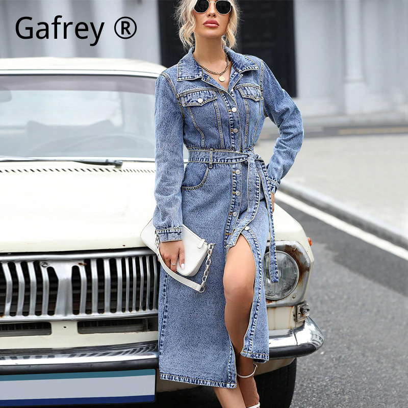 فستان جينز نسائي بأكمام طويلة  - مراجعة Midi Dress وسعره