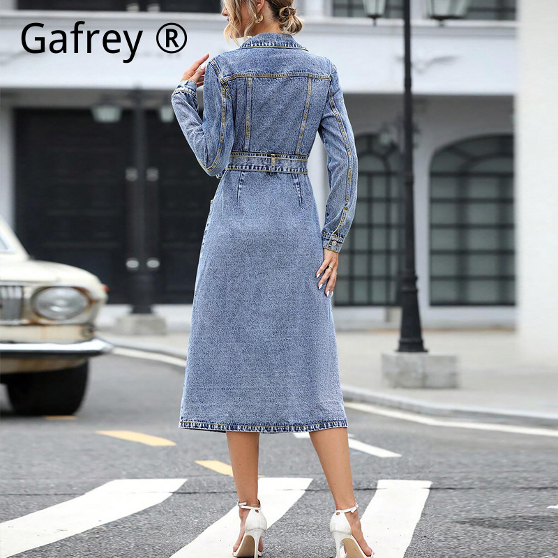 فستان جينز نسائي بأكمام طويلة  - مراجعة Midi Dress وسعره
