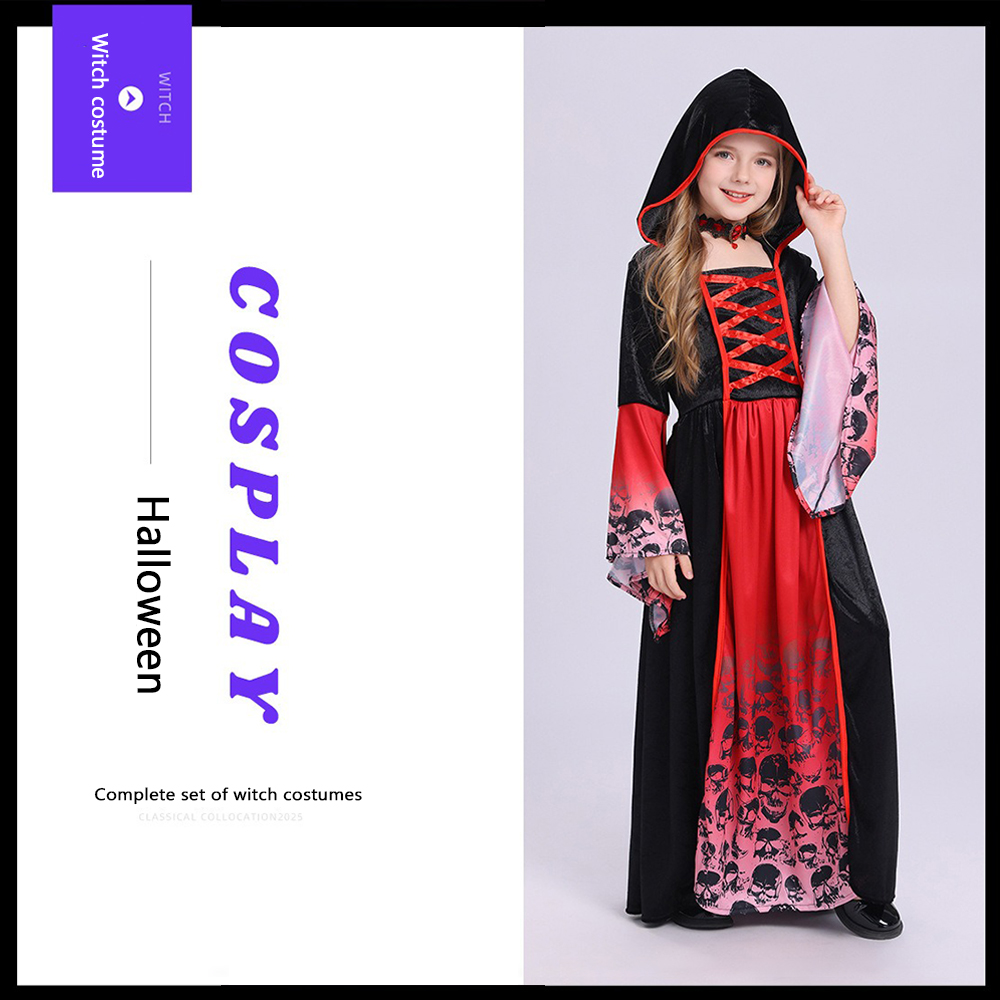 زي ساحرة أحمر وأسود مع قلنسوة  - مراجعة Women'S Red Formal Wear وسعره